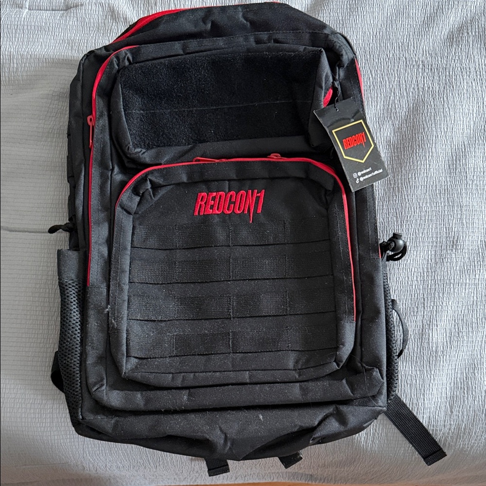 REDCON1 Men's Black and Red Tactical Gym Backpack Bookbag